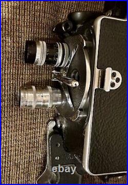 Vintage Paillard Bolex H16 16mm Reflex Movie Camera with 2 Lenses & Pistol Grip