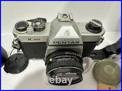 Vintage Pentax Asahi K100 Camera Set Up with Achiever Flash 2 Lenses