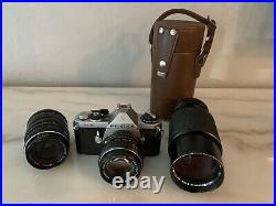 Vintage Pentax Asahi ME SE 35mm Camera With3 Lenses. Parts Or Repair. Read Listing