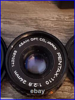 Vintage Pentax Auto 110 Mini Spy Camera with 3 Lenses (18/24/50mm)& Flash/Case