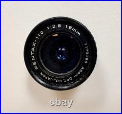 Vintage Pentax Auto110 SLR Camera 18mm 24mm 50mm Lenses Flash & Winder AF130P