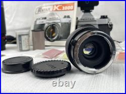 Vintage Pentax K1000 35mm Film Camera Kit With Multiple Lenses, Flash, Case Bundle