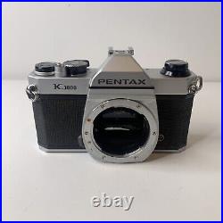 Vintage Pentax K1000 35mm Film SLR Camera with 50mm, 135mm Lens + Flash USED