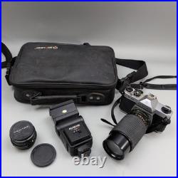 Vintage Pentax K1000 35mm SLR Film Camera Kit 50mm F2 Lens 70-210mm Untested