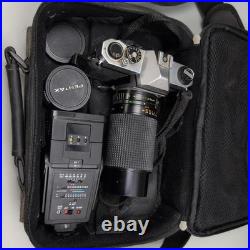Vintage Pentax K1000 35mm SLR Film Camera Kit 50mm F2 Lens 70-210mm Untested