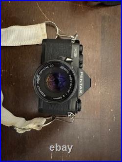 Vintage Pentax MG 35mm SLR Camera With 4 Lenses, Case, Flash OG Boxes Works Well