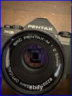 Vintage Pentax MG 35mm SLR Camera With 4 Lenses, Case, Flash OG Boxes Works Well