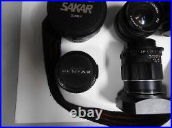 Vintage Pentax Me Super 35mm Camera Untested Lot Of Lens Vivitar Sakar Takumer +