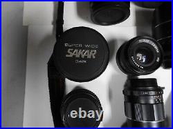 Vintage Pentax Me Super 35mm Camera Untested Lot Of Lens Vivitar Sakar Takumer +