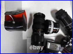 Vintage Pentax Me Super 35mm Camera Untested Lot Of Lens Vivitar Sakar Takumer +