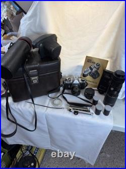 Vintage Pentax Spotmatic SP II (Asahi) Camera 35mm With 3 Lens & Carrying Case