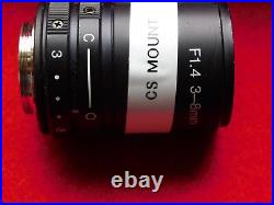 Vintage Photography Film Camera Zoom Lens Cs Mount F1.4 3-8mm