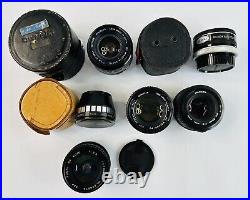 Vintage Point And Shoot 35mm Camera Lot With Lenses & Accessories