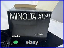 Vintage/Rare Minolta Black XD11 Film Camera Rokkar 50mm Lens Bundle Extras