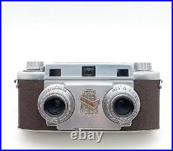 Vintage Revere Stereo 33 Camera, 35mm 3.5 Dual Lens With Original Leather Case
