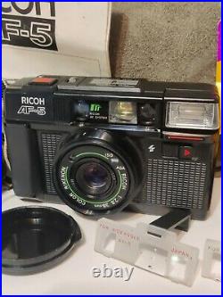 Vintage Ricoh AF-5 35mm Point & Shoot Film Camera with Extra Lenses/case/ film