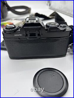 Vintage Sears KSX SUPER 35mm SLR Camera With Multiple lens, filters, flash and bag