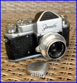 Vintage Soviet SLR Camera ZENIT First Model 1954 Industar-22 3.5/50 Lens