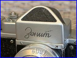 Vintage Soviet SLR Camera ZENIT First Model 1954 Industar-22 3.5/50 Lens