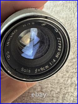 Vintage Sun Optical Sola 9cm F1.4 Camera Lens Japan Manual Focus with Case Rare