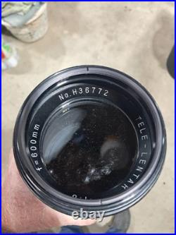 Vintage Tele-Lentar Camera Lens 18 f=600mm Lens No H36772 UNTESTED