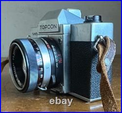Vintage Topcon Uni 35mm SLR Film Camera withUV Topcor 12 f=53mm Lens & Case Japan