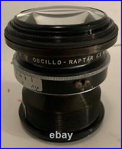 Vintage Wollensak Oscillo-Raptar Camera Lens 3 1/2 88mm f1.4 11 Alphax
