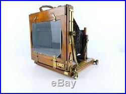Vintage Wood & Brass Half Plate Folding Bellows Camera With Beck Lens