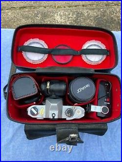 Vintage Yashica TL-Electro Camera Bundle 4 Lenses, 3 Filters, Flash, Case