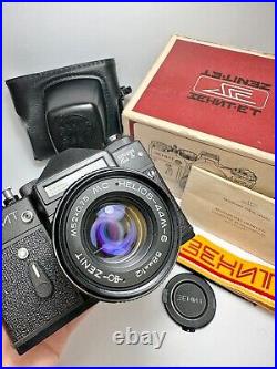 Vintage camera NOS Zenit ET Black Lens Helios 44-6 MC 2/58mm M42