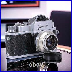 Vintage camera Zenit USSR SLR Soviet film camera 1954 lens Industar-22 M39 Lens