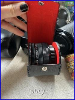 Vintage working Canon AE-1 Camera with Lens, flash tamrac Bag, Filters zoom strap
