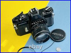 Vtg 1970s PENTAX SPOTMATC II FILM 35mm CAMERA with 50mm F1.4 FAST PRIME LENS BLACK