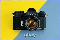 Vtg 1970s PENTAX SPOTMATC II FILM 35mm CAMERA with 50mm F1.4 FAST PRIME LENS BLACK