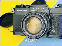 Vtg 1970s PENTAX SPOTMATC II FILM 35mm CAMERA with 50mm F1.4 FAST PRIME LENS BLACK
