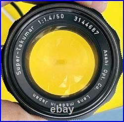 Vtg 1970s PENTAX SPOTMATC II FILM 35mm CAMERA with 50mm F1.4 FAST PRIME LENS BLACK