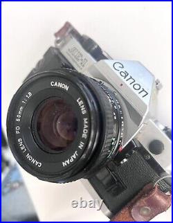 Vtg Canon AE-1 Program 35mm Manual SLR Film Camera with Lenses