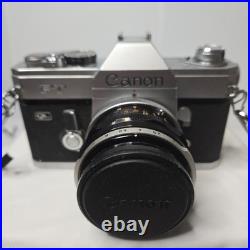 Vtg Canon FT QL 35mm SLR Film Camera with FL 50mm f1.8 + FD 28mm Lens TESTED Kit