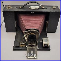 Vtg Kodak Number 3-A Folding Brownie Camera Model A Kodak Red Vent Brass Lens
