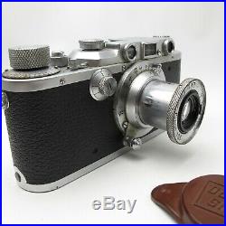 Vtg Leica IIIA 1938 Rangefinder camera & 5cm F/3.5 Lens Germany made Works great