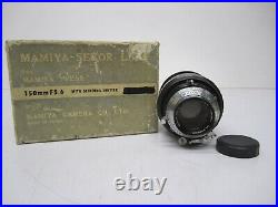 Vtg Mamiya Sekor FC f5.6 150mm Lens For Press Camera Seikosha Shutter & Box