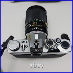 Vtg Olympus OM-1 35mm Film Camera Body 3 Lenses Hakuba Vivitar JAPAN WORKS