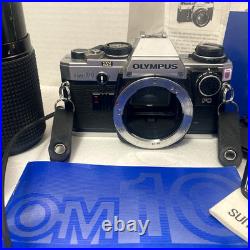 Vtg Olympus OM 10 FC 35mm Camera 2 Lens Zuiko11.8 f50m Sears 202 f=70-210 Flash