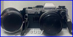 Vtg Olympus OM 10 FC 35mm Camera 2 Lens Zuiko11.8 f50m Sears 202 f=70-210 Flash