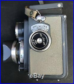 Vtg Rolleiflex Baby Rollei Grey Tlr Camera 4x4 Germany W Bag 2 Lens And Hood