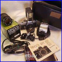 Working MINOLTA SRT 201 Vintage 35mm Photography Camera Lot 50 & 135 mm Lens