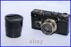 Zeiss Contax I 35mm rangefinder camera. Tessar 5cm f3.5 lens. Hood. Just CLA'd
