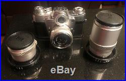 Zeiss ikon Contarex bullseye camera f 35mm lens f 55mm And f 135 Lenses Case